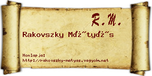 Rakovszky Mátyás névjegykártya