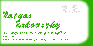 matyas rakovszky business card